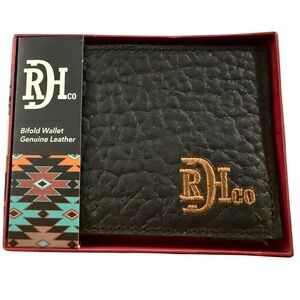 Red Dirt Hat Co Mens Bifold Wallet Brown Genuine Leather Pebbled 6 Card Pockets